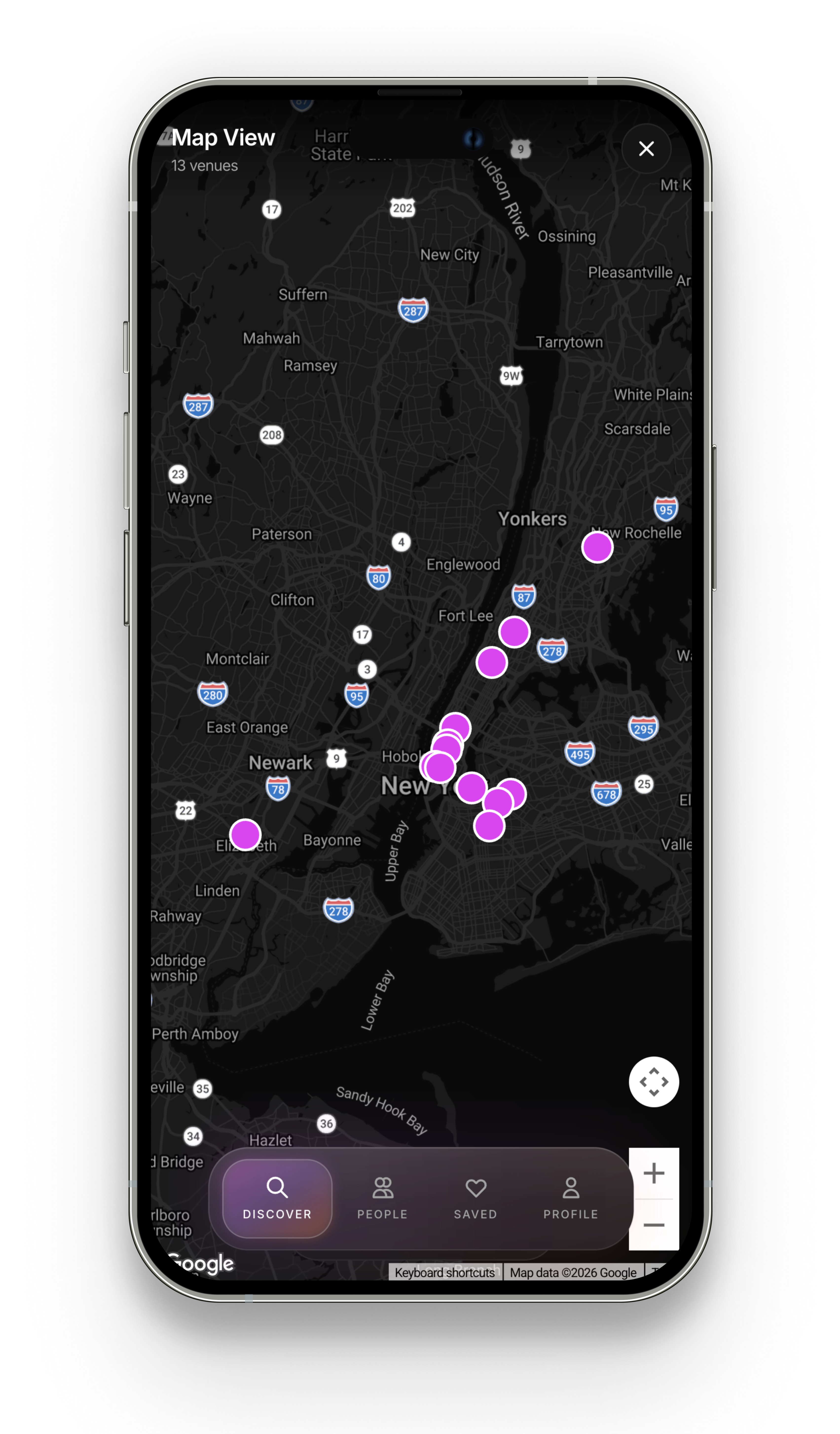 Revel map view screen