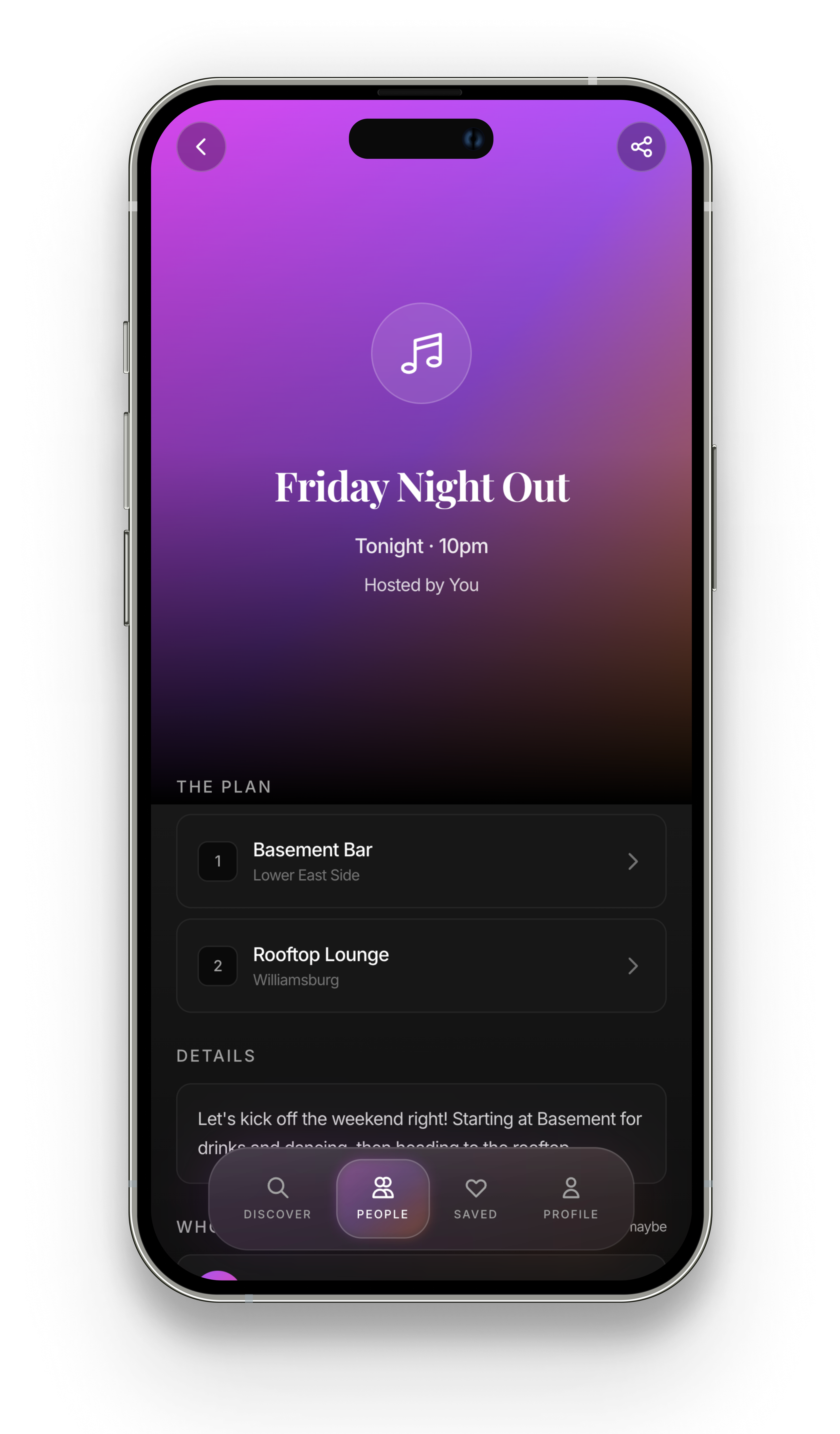 Revel nights list screen