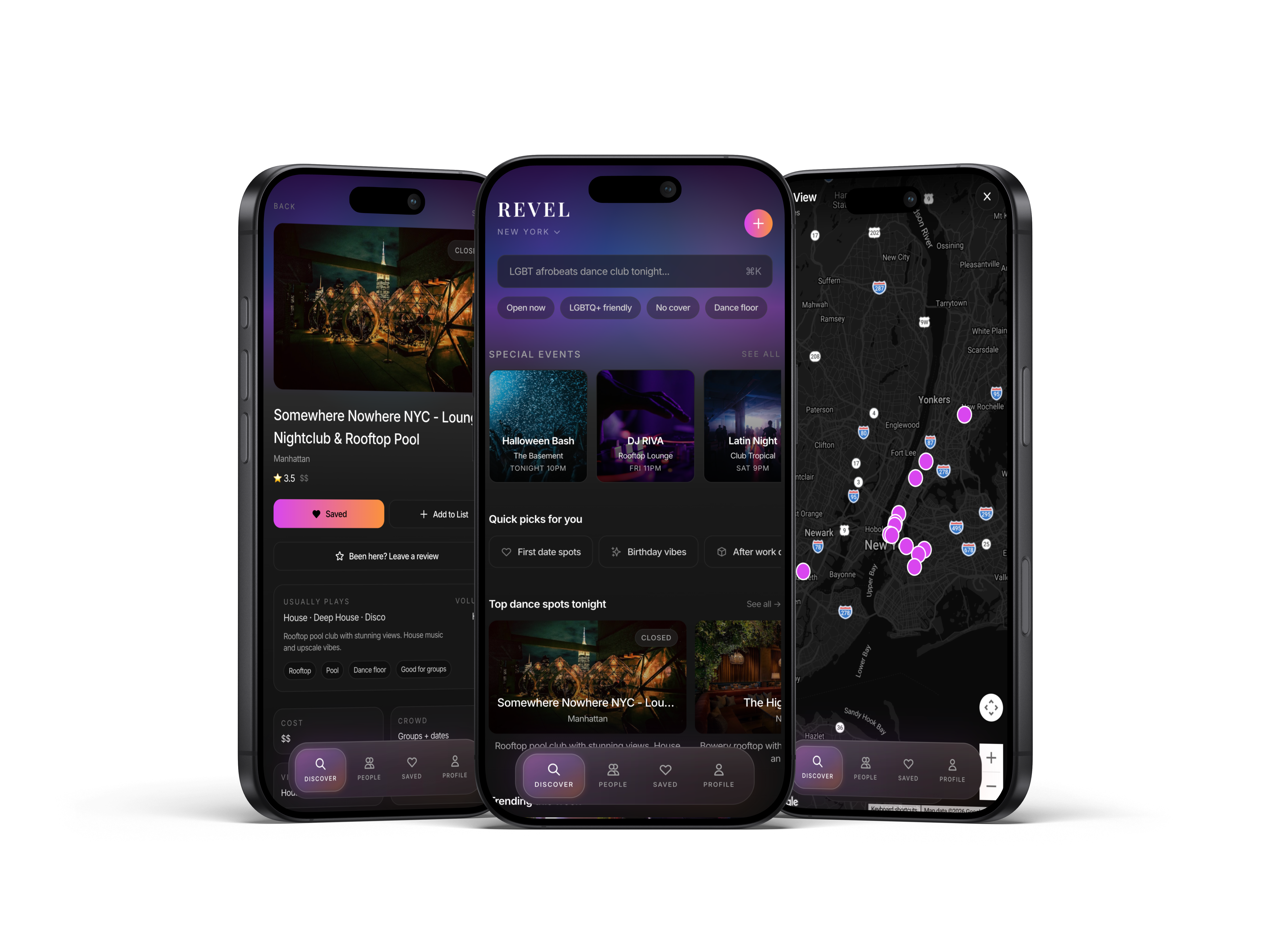 Revel app screens