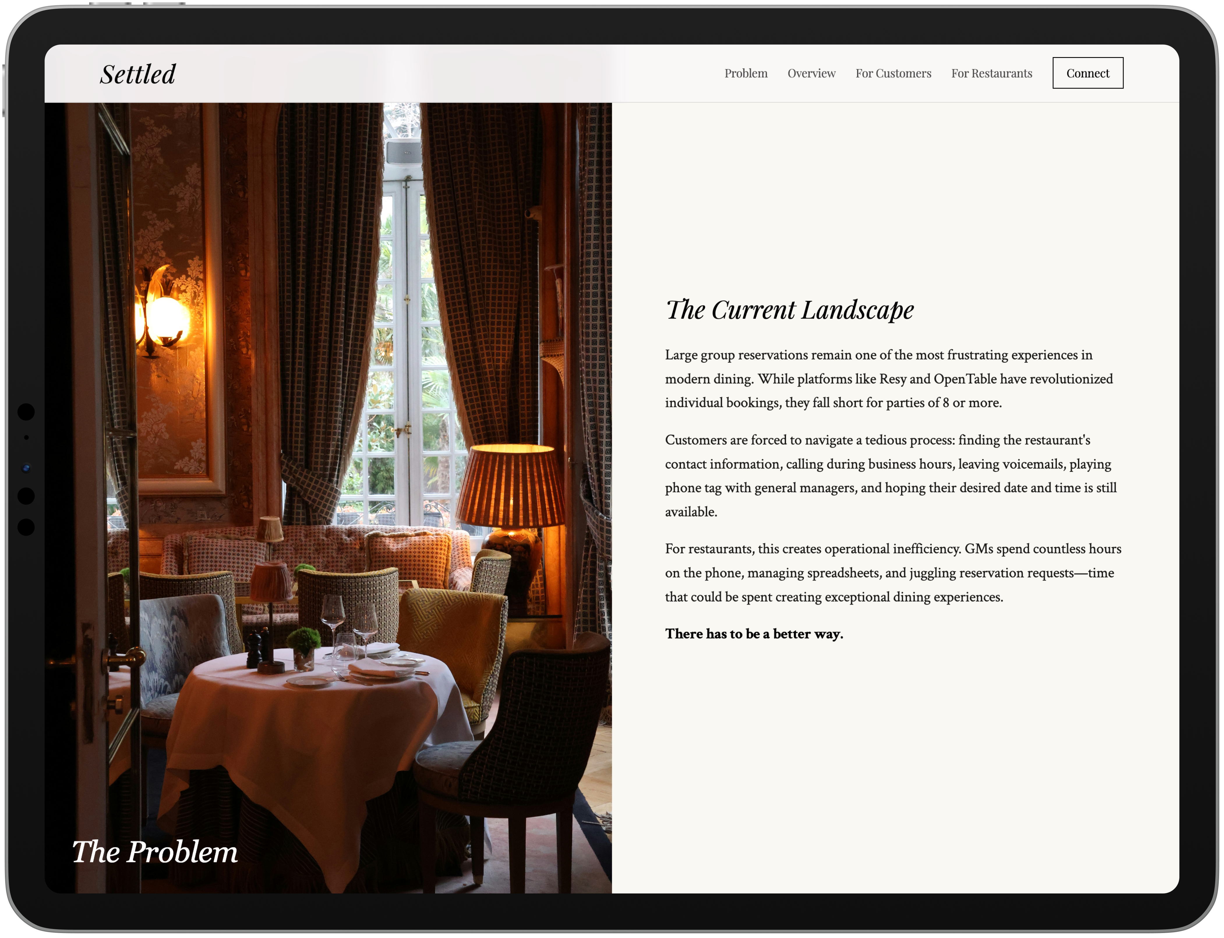Settled current page design
