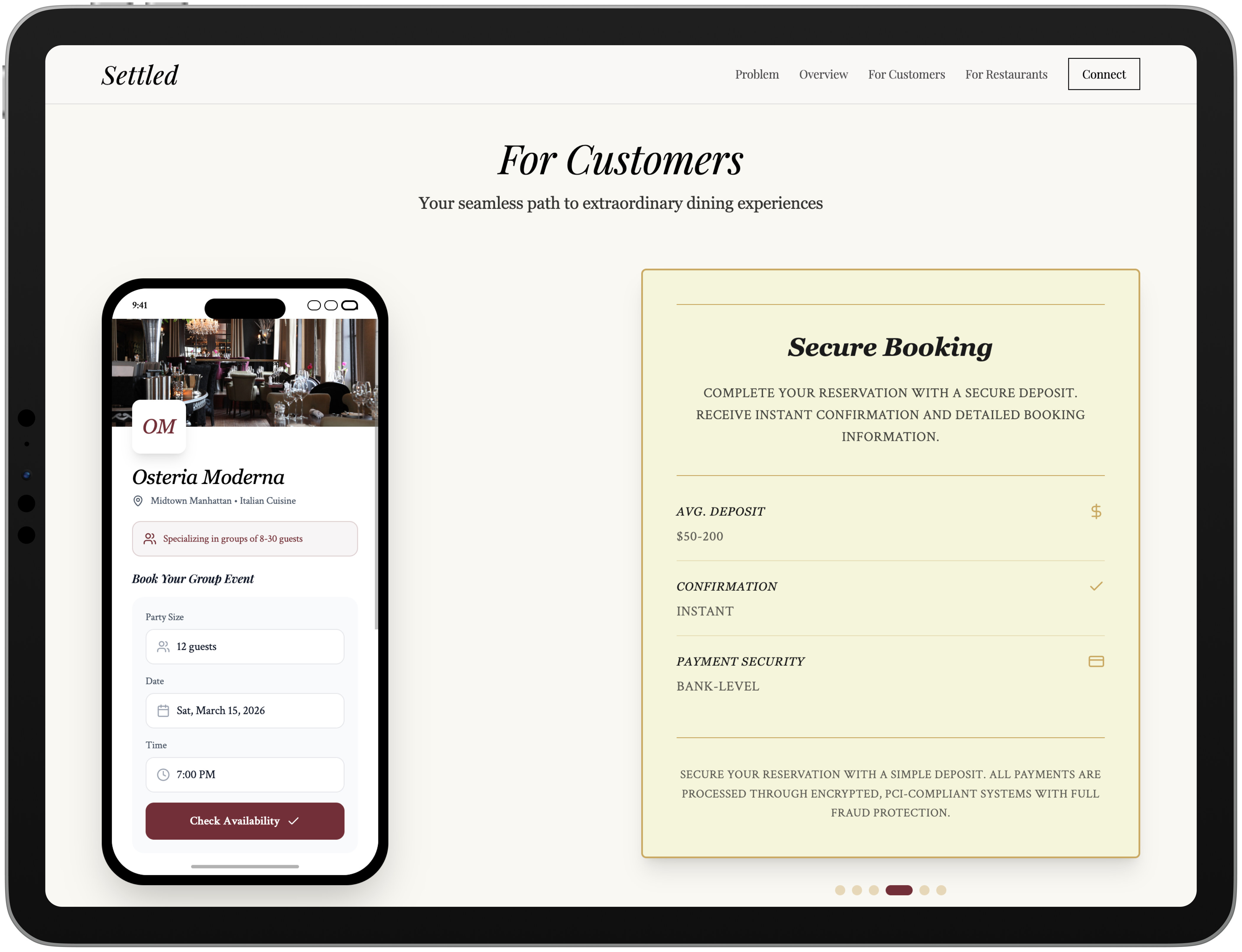 Settled customer page design